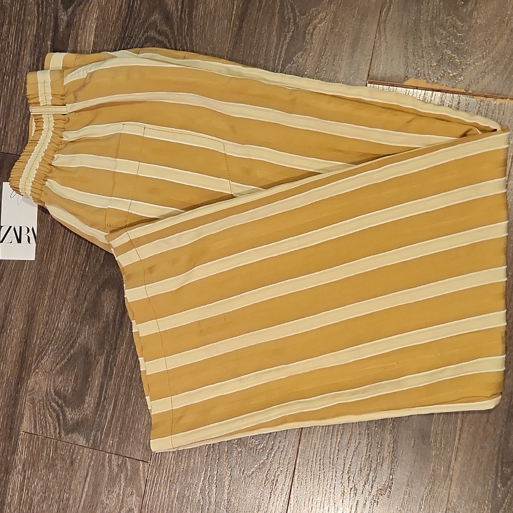 Zara Tan and Cream Striped Wide Leg Pants - Picture 14 of 14